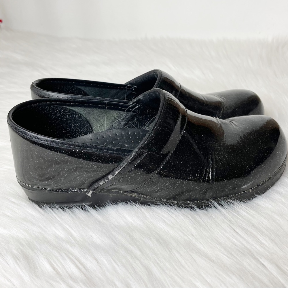 Sanita Black Glitter Slip On Clogs Sz 40